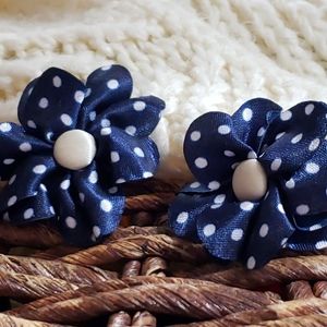 Adorable Navy & White Polka Dot Hairclips, set of2